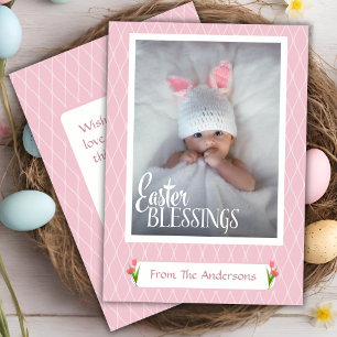 Cartes Pour Fêtes Annuelles Bénédiction de Pâques Douce Pastel Rose Photo pers