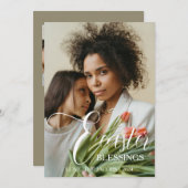 Cartes Pour Fêtes Annuelles Bénédiction de Pâques moderne Script 3 Photo (Devant / Derrière)