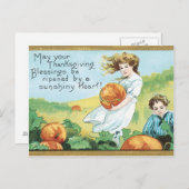 Cartes Pour Fêtes Annuelles Bénédiction de Thanksgiving (Devant / Derrière)