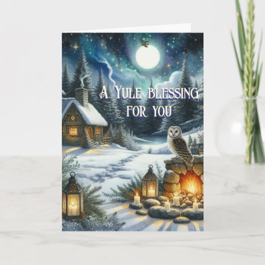 Cartes Pour Fêtes Annuelles Bénédiction de Yule sous la lune solstice (Devant)