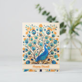 Cartes Pour Fêtes Annuelles 🦚 Bénédiction radiante de Peacock Diwali (Debout devant)