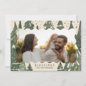 Cartes Pour Fêtes Annuelles Bénédictions 2 Photo Famille Arbres de Noël d'hive (Devant)