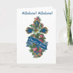 Cartes Pour Fêtes Annuelles Bénédictions de croix florale de Pâques vintage re