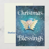 Cartes Pour Fêtes Annuelles Bénédictions de Noël mignon ange (Devant / Derrière)