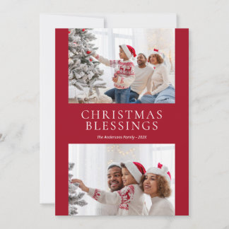 Cartes Pour Fêtes Annuelles Bénédictions de Noël modernes Photo rouge