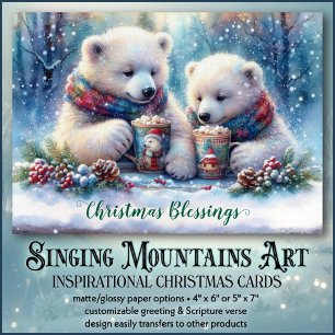 Cartes Pour Fêtes Annuelles Bénédictions de Noël Ours Polaire Verset Biblique
