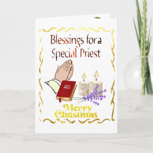 Cartes Pour Fêtes Annuelles Bénédictions de Noël pour un prêtre.