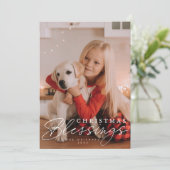 Cartes Pour Fêtes Annuelles Bénédictions de Noël script et photo serif  (Debout devant)