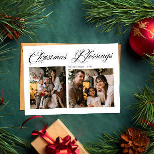 Cartes Pour Fêtes Annuelles Bénédictions de Noël Script Moderne 3 Photo