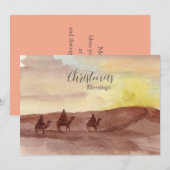 Cartes Pour Fêtes Annuelles Bénédictions de Noël Trois Sages Chameaux Désert (Devant / Derrière)