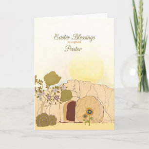 Cartes Pour Fêtes Annuelles Bénédictions de Pâques à mon pasteur, tombe vide,
