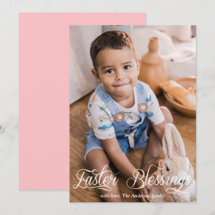 Cartes Pour Fêtes Annuelles Bénédictions de Pâques Bébé Fille Famille Rose Pho