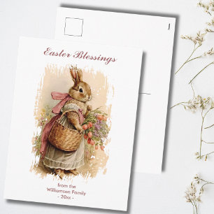 Cartes Pour Fêtes Annuelles Bénédictions de Pâques Brun Lapin Vintage Personna