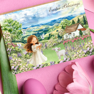 Cartes Pour Fêtes Annuelles Bénédictions de Pâques chrétiennes Agneau