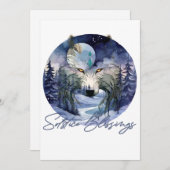 Cartes Pour Fêtes Annuelles Bénédictions du Solstice Bois Clair de Lune Loup d (Devant / Derrière)