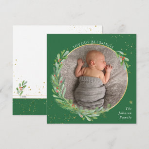 Cartes Pour Fêtes Annuelles Bénédictions Joyeuses Aquarelle Noël Verdure