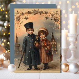 Cartes Pour Fêtes Annuelles Bénédictions personnalisées de Nouvel An victorien