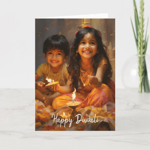 Cartes Pour Fêtes Annuelles Bénédictions radieuses : Diwali Joy avec les enfan
