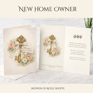 Cartes Pour Fêtes Annuelles Bénédictions sur Votre Nouvelle Maison Fleurale Ca
