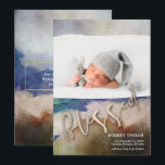Cartes Pour Fêtes Annuelles BÉNÉFICIER D'Aquarelle Photo Annonces de naissance<br><div class="desc">La photo et l'information de naissance de votre bébé sont accentuées par le mot Bienheureux en or sur un arrière - plan d'aquarelle abstrait. Ajoutez-vous des salutations ou plus de photos à l'arrière. Sélectionnez Matte pour le papier le plus lourd et la haute définition pour une meilleure qualité d'impression.</div>