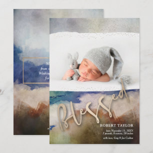 Cartes Pour Fêtes Annuelles BÉNÉFICIER D'Aquarelle Photo Annonces de naissance