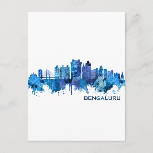 Cartes Pour Fêtes Annuelles Bengaluru Karnataka Skyline Blue (Devant)