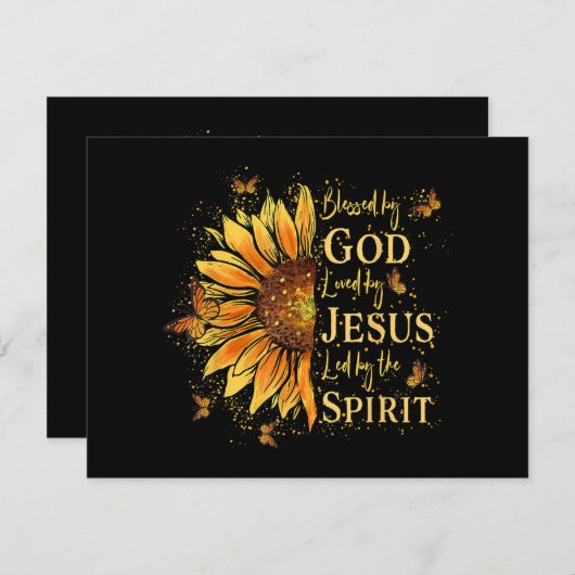 Cartes Pour Fêtes Annuelles Béni Par Dieu - Aimé Par Jésus, Tournesol (Devant / Derrière)