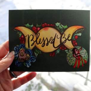 Cartes Pour Fêtes Annuelles Béni Soit Triple Lune Déesse Holly Yule