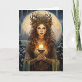 Cartes Pour Fêtes Annuelles Béni Yule Winter Solstice High Priestess (Devant)