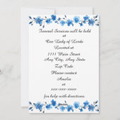 Cartes Pour Fêtes Annuelles Bereavement Funeral Notification of Passing Card (Dos)