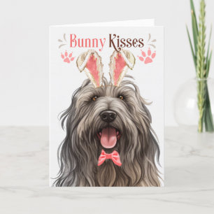Cartes Pour Fêtes Annuelles Bergamasco Chien dans Bunny Oreilles pour Pâques