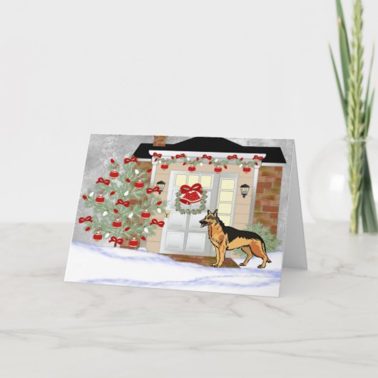 Cartes Pour Fêtes Annuelles Berger allemand de Noël (Devant)