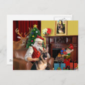 Cartes Pour Fêtes Annuelles Berger allemand de Père Noël (Devant / Derrière)