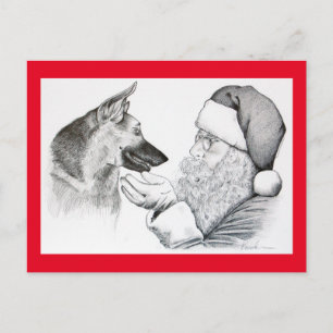 Cartes Pour Fêtes Annuelles Berger allemand et Père Noël