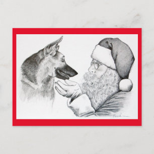 Cartes Pour Fêtes Annuelles Berger allemand et Père Noël