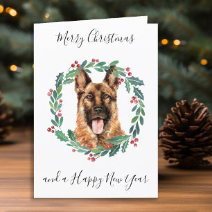 Cartes Pour Fêtes Annuelles Berger allemand Joyeux chien de Noël tendance
