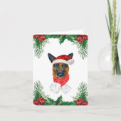 Cartes Pour Fêtes Annuelles berger allemand Noël vert et rouge vert (Devant)