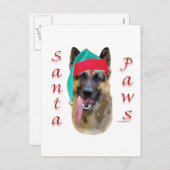 Cartes Pour Fêtes Annuelles Berger allemand Père Noël Paws (Devant / Derrière)