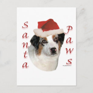Cartes Pour Fêtes Annuelles Berger australien Père Noël Paws