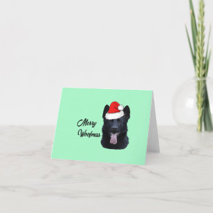 Cartes Pour Fêtes Annuelles Berger noir allemand avec chapeau de Santa