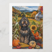 Cartes Pour Fêtes Annuelles Bernedoodle Chien Moisson Automne Thanksgiving (Devant / Derrière)