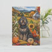 Cartes Pour Fêtes Annuelles Bernedoodle Chien Moisson Automne Thanksgiving (Debout devant)
