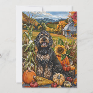Cartes Pour Fêtes Annuelles Bernedoodle Chien Moisson Automne Thanksgiving