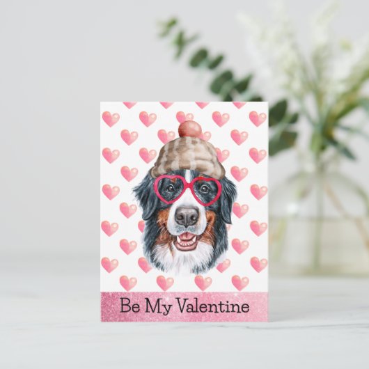 Cartes Pour Fêtes Annuelles Bernese Mountain Be My Valentine Dog Valentine's (Debout devant)