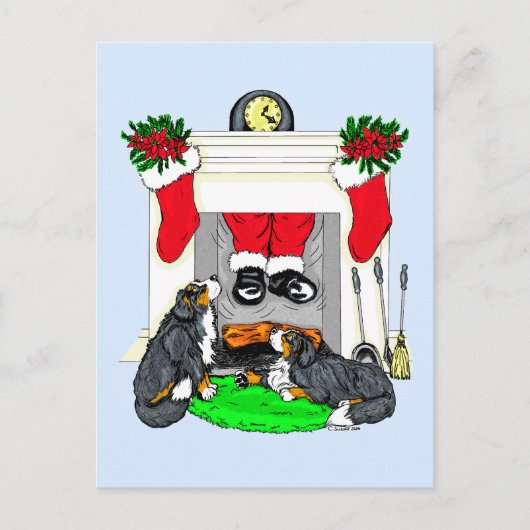 Cartes Pour Fêtes Annuelles Bernese Mt Chien Père Noël Dégage Dans (Devant)