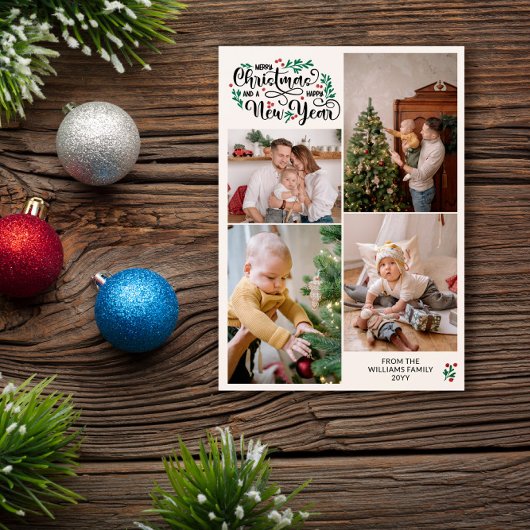 Cartes Pour Fêtes Annuelles Berries 4 Photos Joyeux Noël Bonne année
