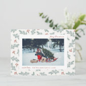 Cartes Pour Fêtes Annuelles Berries Botanical Holiday Card (Debout devant)