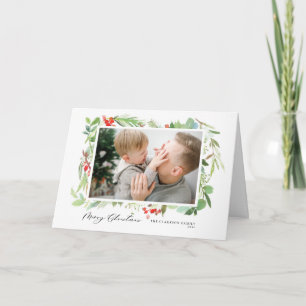 Cartes Pour Fêtes Annuelles Berries et cadre verdoyant Joyeux Noël Photo