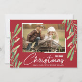 Cartes Pour Fêtes Annuelles Berries Green Photo de Noël (Devant)