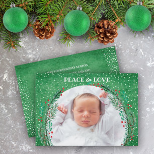 Cartes Pour Fêtes Annuelles Berries Pine Wirath Christmas Photo Holiday Card